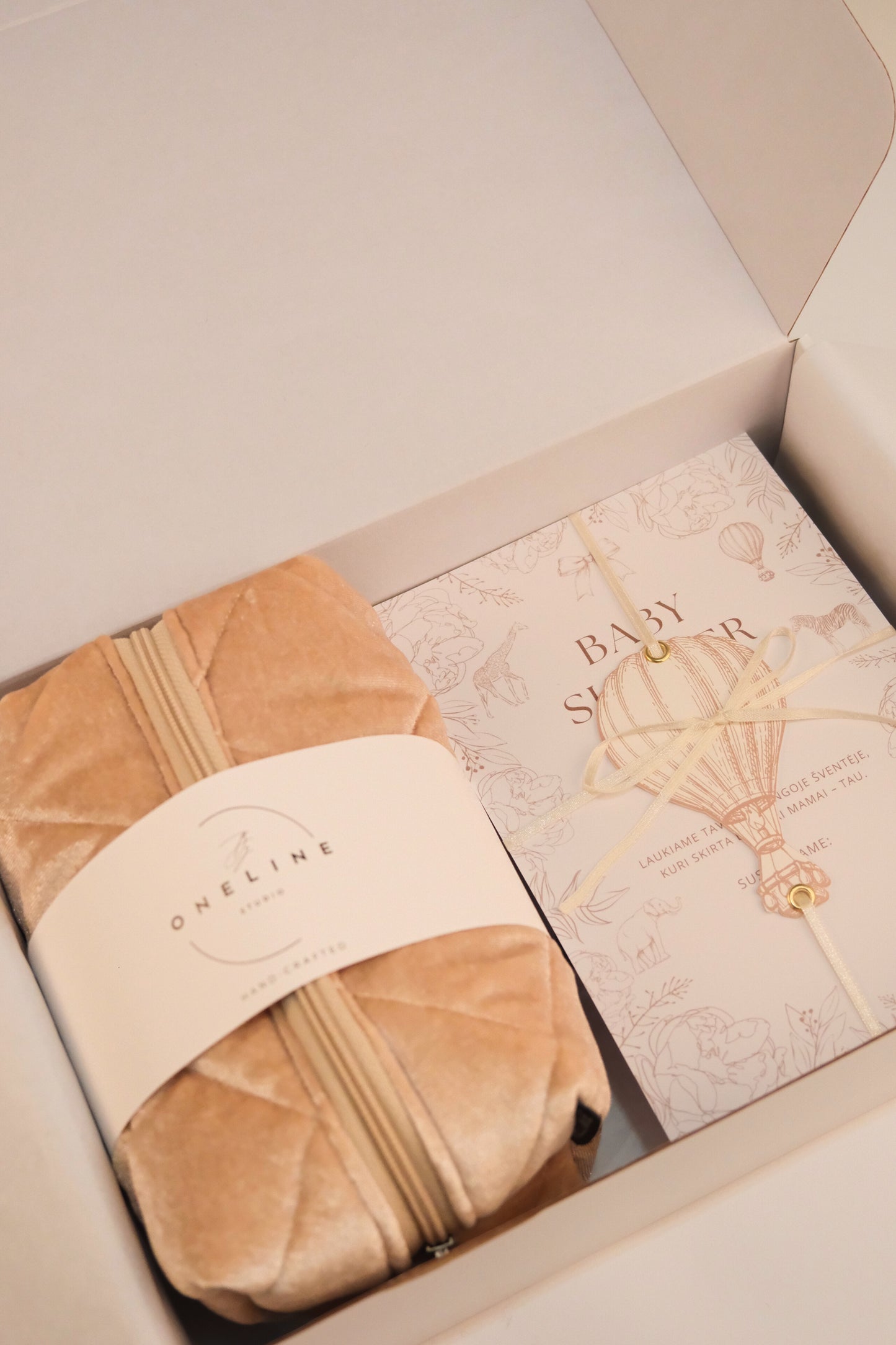 Baby Shower Beige dovanų dėžutė - pakvietimas 🧸